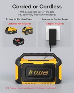 Altavoces Bluetooth Inwa para Sitio de Trabajo, Compatibles con Baterías DeWalt 20V FLEXVOLT y Milwaukee M18 - Product Image 6