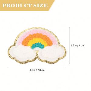 แผ่นปะเสื้อผ้าลายเมฆสีรุ้งแบบขายส่ง แผ่นปะซ่อมเสื้อผ้าแบบรีดติด แผ่นปะเสื้อผ้าลายรุ้งปักลายเชนีล - Product Image 4