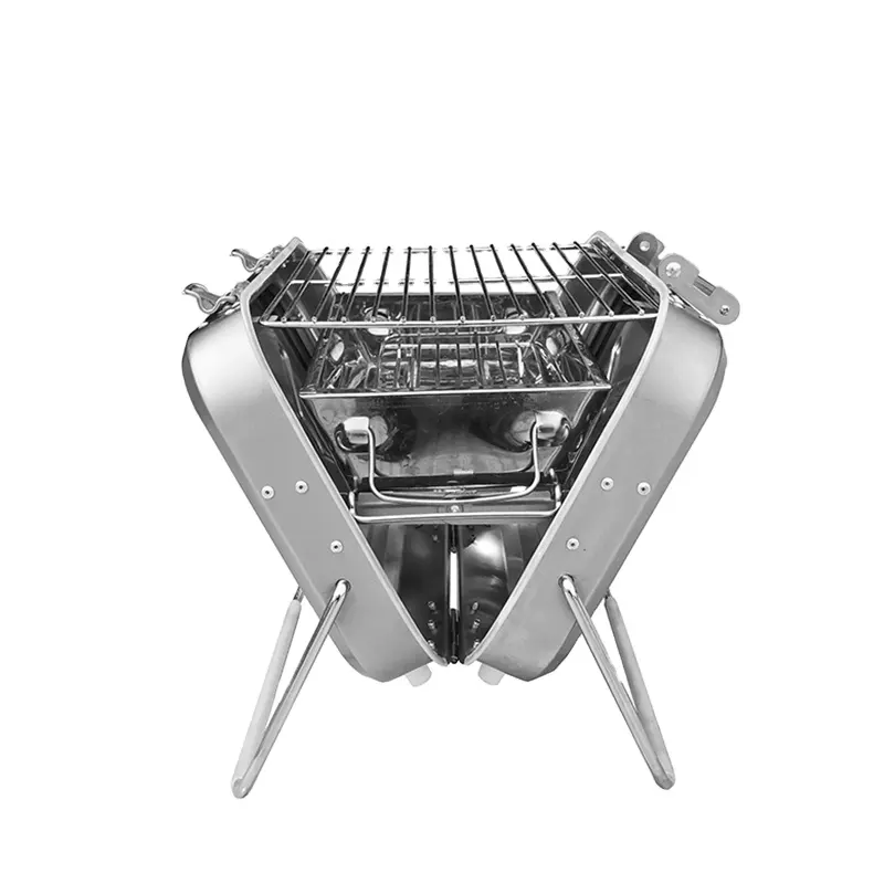 Groothandel Factory Verkoop Koffer Outdoor Camping Roestvrij Staal Vouwen Houtskool Bbq Grill