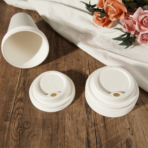 Venta al por mayor 80 90mm Biodegradable Compostable Bagazo de caña de azúcar Tapa de taza de café para bebidas frías/calientes - Product Image 2