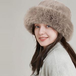 Wholesale Soft <b>Warm</b> Lady's Winter Fur <b>Hat</b> Luxury Bucket <b>Hats</b> for Women Winter - Product Image 6