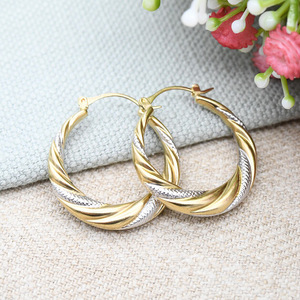 Two Tone Twisted Hoop Ear <b>Cuff</b> for Women Fashion Ear Jewelry Daily Wear - Product Image 2