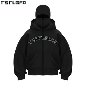 <strong>Clothing</strong> Manufacturer's Custom <strong>Ninja</strong> Masked Men Zipper Hoodie Heavy Cotton Patchwork Double Hood Balaclava 100% Cotton Winter - Product Image 3