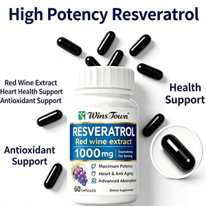 Cápsulas de Extracto de Vino Tinto con Resveratrol de Absorción Avanzada, Suplemento Dietético Antioxidante, Extracto de Semilla de Uva, 60 Cápsulas - Product Image 1