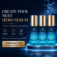 Sérum facial OEM ODM 30 ml au peptide de cuivre GHK-Cu, à la niacinamide, à la centella et à l'ectoïne, au collagène pour raffermir et hydrater en profondeur