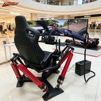 Cockpit de simulateur de course à mouvement complet 6 DOF avec siège, volant et pédales pour une expérience de simulation de course VR professionnelle