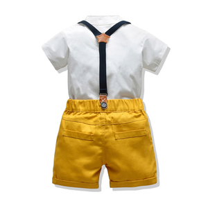 Nuevo Conjunto de Ropa para Bebé Niño de 2 Piezas: Camisa de Manga Corta y Tirantes Estilo Caballero - Product Image 3