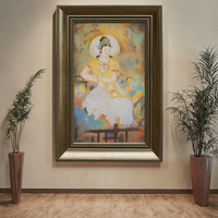 Peinture en grès de Style bouddhiste sur toile Art mural artisanal pour intérieurs paisibles décoration de maison d'hôtel ornement oeuvre