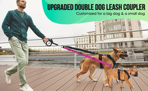 Correa Retráctil para Perros 2 en 1, Correa Doble para Dos Perros, Correa de Paseo Antitirones con Cinturón de Seguridad para Coche para Perros Grandes - Product Image 5