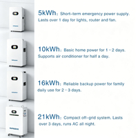 Batterie au lithium-ion murale solaire Powerwall 15 kWh 48 V 51,2 V avec écran LCD compatible avec Deye/Growatt/Victron