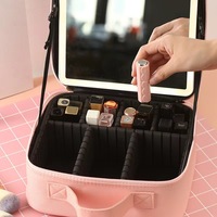 Trousse de Maquillage Portable 2026 avec Lumière LED et Miroir, Résistante à l'Eau, Sac de Maquillage Détachable, Boîte de Rangement à Fermeture Éclair
