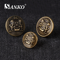 Kancing Pakaian SANKO Luxury - Berlapis Paduan Seng Anti Karat dengan Tangkai Radial Poles Emas untuk Seragam dan Jas Profesional