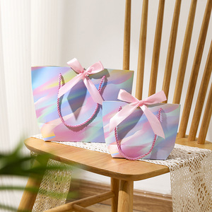 <span class=keywords><strong>Sac</strong></span> cadeau floral vert et jaune avec poignée pour l'anniversaire des enfants - Product Image 3
