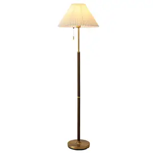 Suki lampu lantai lipat, lampu berdiri tinggi sudut meja kopi tiang panjang kayu Solid Restoran kap lampu kain