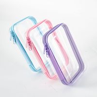 Étui rigide transparent en plastique avec fermeture éclair, étanche, pour crayons, cosmétiques, mahjong, organisateur de rangement