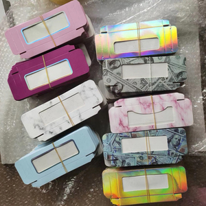 Wholesale Marble Money Dollar Holographic Empty Square Soft Paper Card Folding False Eyelashes Lashes Retail Packaging Box