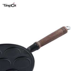 <span class=keywords><strong>Mini</strong></span> poêle à crêpes ronde en fonte à 7 trous, antiadhésive, pré-culottée, avec poignée en bois, pour <span class=keywords><strong>mini</strong></span>-crêpes, collations de fêtes et réceptions familiales - Product Image 4