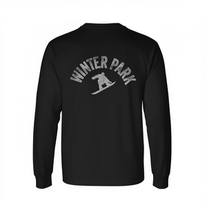 T-shirt à manches longues pour snowboarder Winter Park, col rond, design sportif unisexe pour adultes - Product Image 2