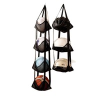 D5692 Sac de rangement suspendu pour ballons de basket pour enfants, support mural ou à accrocher derrière la porte, organisateur de ballons de football, sac en filet pour poupées et jouets