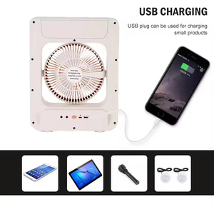 Ventilador Eléctrico Solar de 6 Pulgadas con Lámpara de Escritorio AC/DC para Hogar, Oficina y Exteriores, Tres Velocidades, Material Plástico, Recargable - Product Image 3