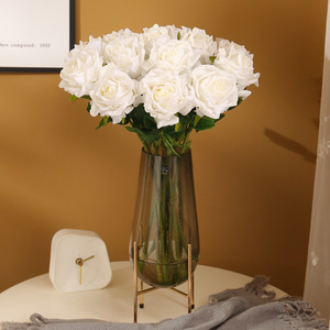 Roses artificielles Ruilisi, effet hydratant, rose, blanc, champagne, décorations de mariage et de maison, lot de 12 pièces - Product Image 3