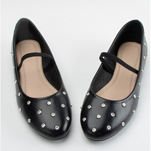 Chaussures de <span class=keywords><strong>danse</strong></span> ballet confortables pour femmes, ballerines simples à bout rond, ballerines Mary Jane nues avec strass - Product Image 1
