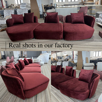 Ensemble de canapés modulaires incurvés de luxe exquis avec revêtement en tissu velours vert émeraude foncé et base en or rose