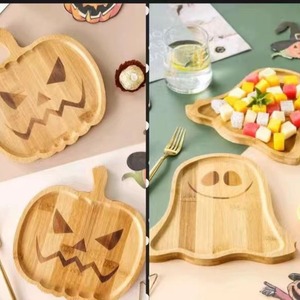 Plateau en bois en forme de citrouille pour fête d'Halloween, décoration de maison, assiette fantôme, décoration personnalisée - Product Image 5