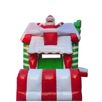 Aire de jeux gonflable sur le thème du Père Noël avec toboggan, château gonflable en PVC robuste pour les anniversaires et les fêtes de Noël des enfants