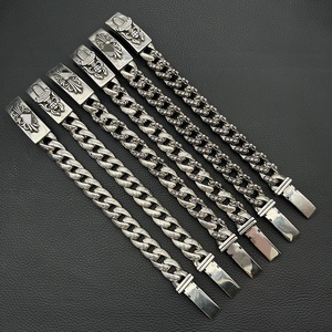 Pulseras con Dijes de Corazón Chro <span class=keywords><strong>para</strong></span> Hombre y Mujer, Joyería Plateada, Cadena y Eslabones Vintage, Estilo Punk, Deportivo, Retro, Moderno, Regalo de Moda, Venta al por Mayor - Product Image 2
