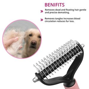 Brosse de toilettage pour animaux de compagnie, peigne démêlant double face pour l'élimination des poils, outil de démêlage pour chiens, chats et chevaux - Product Image 5