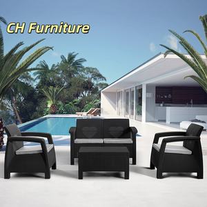 Ensemble <span class=keywords><strong>de</strong></span> <span class=keywords><strong>canapé</strong></span> et <span class=keywords><strong>de</strong></span> chaises <span class=keywords><strong>en</strong></span> rotin pour l'extérieur, <span class=keywords><strong>en</strong></span> <span class=keywords><strong>plastique</strong></span> <span class=keywords><strong>moulé</strong></span> par injection PP, pour la protection solaire <span class=keywords><strong>en</strong></span> extérieur - Product Image 1