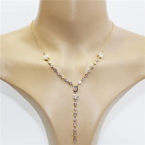 Dainty Bling tatil parti takı moda kübik zirkonya tenis zincir püskül Y şekilli uzun zincir kolye Lariat kolye - Product Image 5