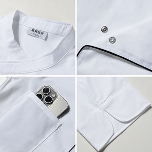 Chaqueta de Chef de manga corta personalizada, <span class=keywords><strong>uniforme</strong></span> gris, <span class=keywords><strong>uniforme</strong></span> de Chef, ropa de trabajo lisa, ropa <span class=keywords><strong>Vintage</strong></span>, <span class=keywords><strong>uniforme</strong></span> de Restaurante Francés, abrigo de Chef - Product Image 2