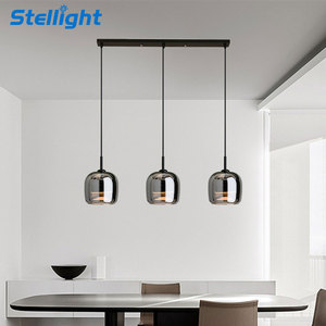 Tùy chỉnh hiện đại Nhà bếp đảo ăn thổi thủy tinh toàn cầu khói màu xám Bong Bóng Mặt dây chuyền treo bespoke Đèn chùm cho cầu thang - Product Image 4