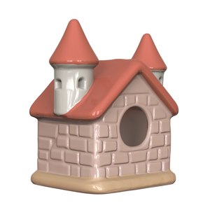 Groothandel Mode Feeëntuin Keramische Vogelhuisjes Kasteelvorm OEM ODM Milieuvriendelijk Alle Seizoenen Buiten Nestkast Decoratief - Product Image 1