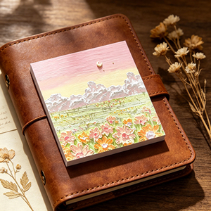 Colorful Flower Field Memo Pad With Pastel Sky And Crescent Moon Design 70 Sheets Per Pad For Office School Use - Product Image 6