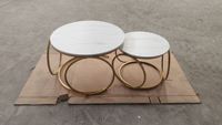 Ensemble de tables basses gigognes intelligentes en MDF multicolores, gain de place, aspect marbre moderne et minimaliste, surface facile à nettoyer, pour salon