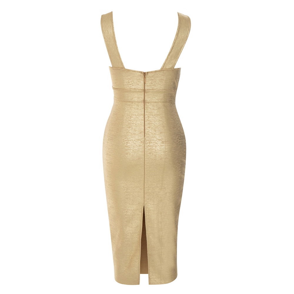 Sexy Foil Bodycon Gold Mesh Bandage Dress for Night Club Sexy Foil Bodycon Gold Mesh Bandage Dress for Night Club