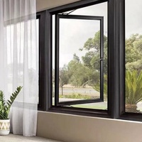 Fenêtre à battant en alliage d'aluminium, triple vitrage, cadre noir, isolation acoustique, efficacité énergétique, certifiée Energy Star pour chambre à coucher