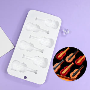 6 violín instrumentos musicales moldes de silicona para hornear pasteles francés Mousse pastel moldes DIY guitarras moldes para galletas de Chocolate - Product Image 5