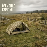 Tente de camping respirante en maille double couche camouflage avec poteaux en aluminium pour le camping familial en plein air
