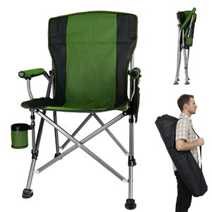 ONELEADER Outdoor Picnic 400 LBS Capacity Heavy Duty Camping <b>Chair</b> HighBack <b>Padded</b> Arm <b>Chair</b> Folding Camp <b>Chair</b> with Cup Holder - Product Image 1