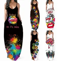 Women's Graphic Tie Dye Graffiti Maxi Dress, Loose Fit