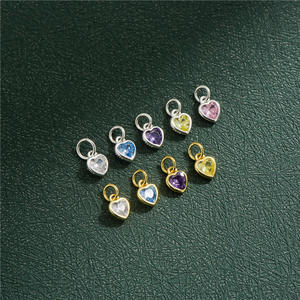 E735 Charm pendentif coeur en argent sterling 925 zircon de style fin pour la fabrication de <span class=keywords><strong>bijoux</strong></span> en <span class=keywords><strong>or</strong></span> <span class=keywords><strong>vermeil</strong></span> - Product Image 4