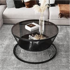 Living Room, <b>Small</b>-sized Household, Circular Glass Coffee <b>Table</b>, Hotel Apartment, <b>Small</b> Tea <b>Table</b>, Cream Wind <b>Table</b> - Product Image 1
