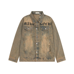 Giacca in Denim Vintage Invernale Casual con Ricamo e Lettere, Oversize Personalizzata per Uomo - Product Image 1