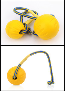 Mainan Kunyah Hewan Peliharaan Bola Anjing 7cm dengan Tali Bulat, Tahan Lama, EVA Alami, Mainan Latihan Agility, Warna dan Logo Dapat Disesuaikan untuk Hewan Peliharaan - Product Image 2