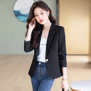Women's Blazer Solid Color Polyester Anti-Wrinkle Professional Commuter Suit Blue Brown Black 8531yangs - Product Image 2