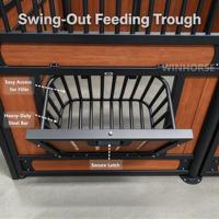 Box de chevaletage préfabriqué sur mesure 12x12 pieds avec abreuvoir en acier inoxydable et mangeoire pivotante pour ferme équestre